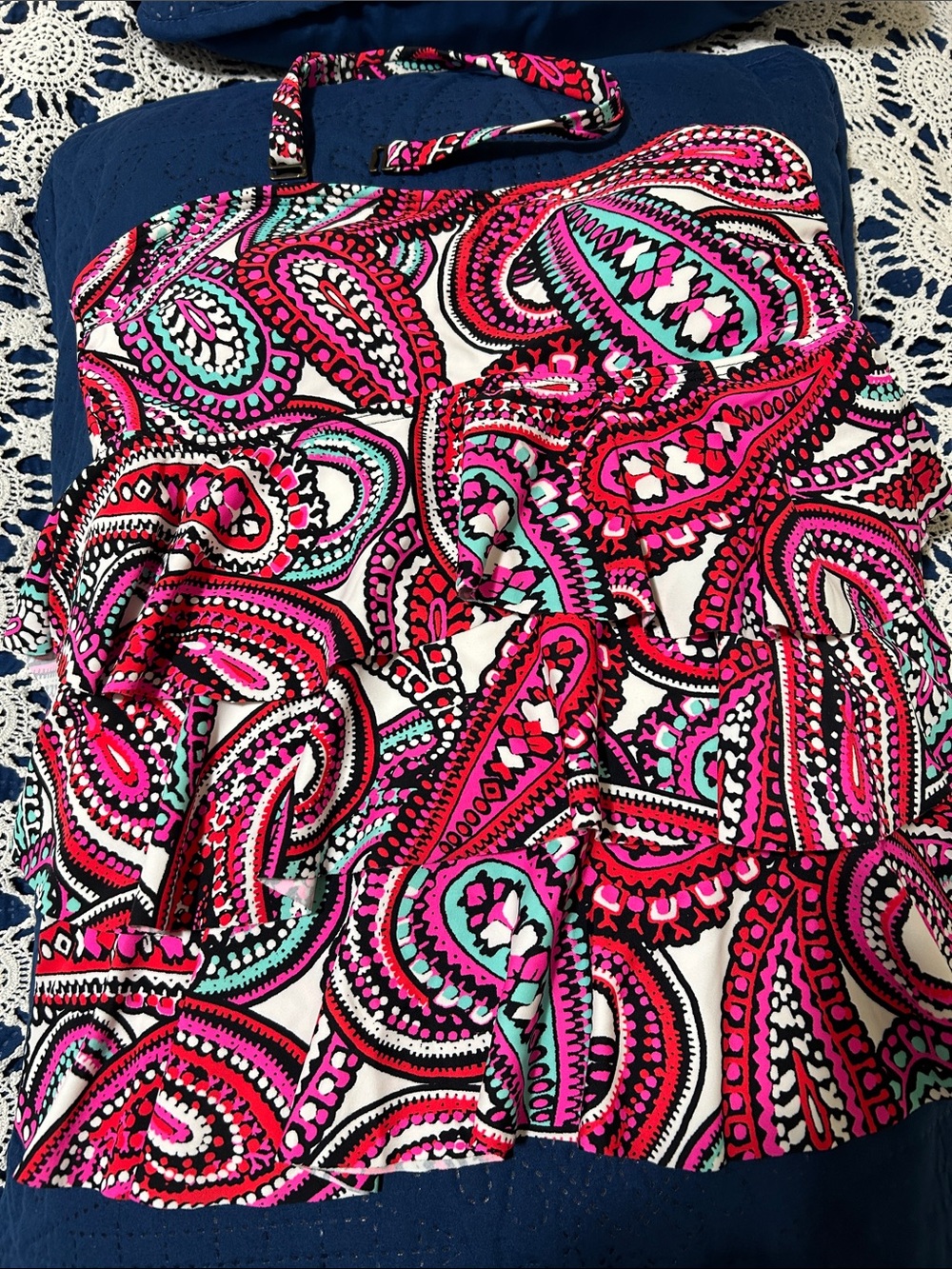 Island Escape Pink Turquoise Paisley Women’s Swim Top